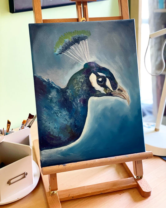 Peacock Study in Oil